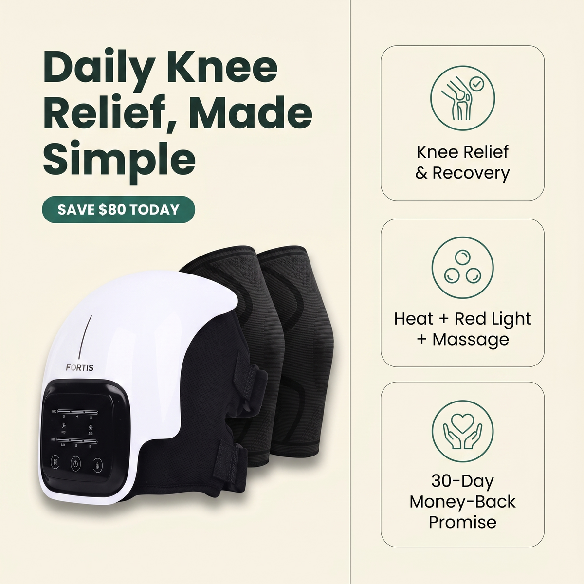 Daily knee relief made simple — save $80 today, 30-day money-back promise